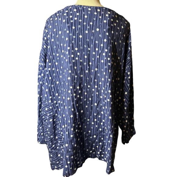Catherines Navy Blue Tunic Top, Polka Dot Dandelion Print, Plus Size 3XL - Picture 4 of 5